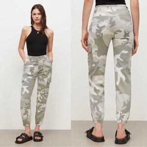 Allsaints Tan & Green Camo Nola Cargo Jogger Zip Ankle Trouser Pant 32